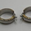 Sterling Silver with Vermeil Textured Hoop Earrings - Image 3